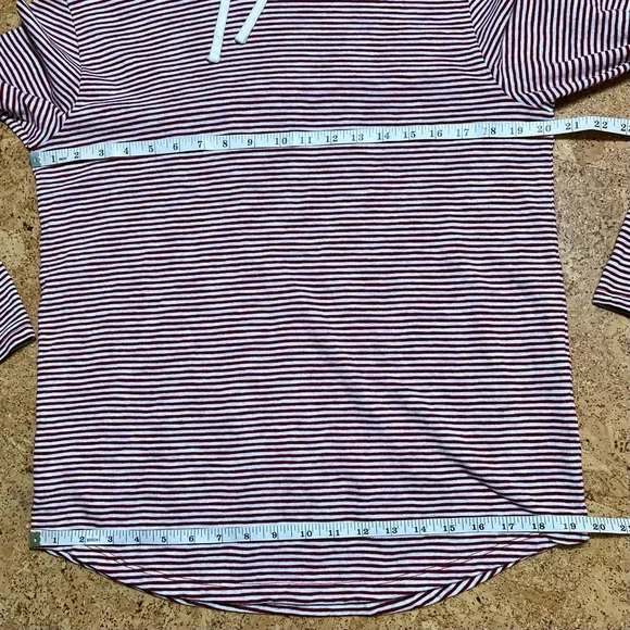 Vince Men’s Slub 100% Cotton Stripe Popover Hoodie Top In Red & White Sz M